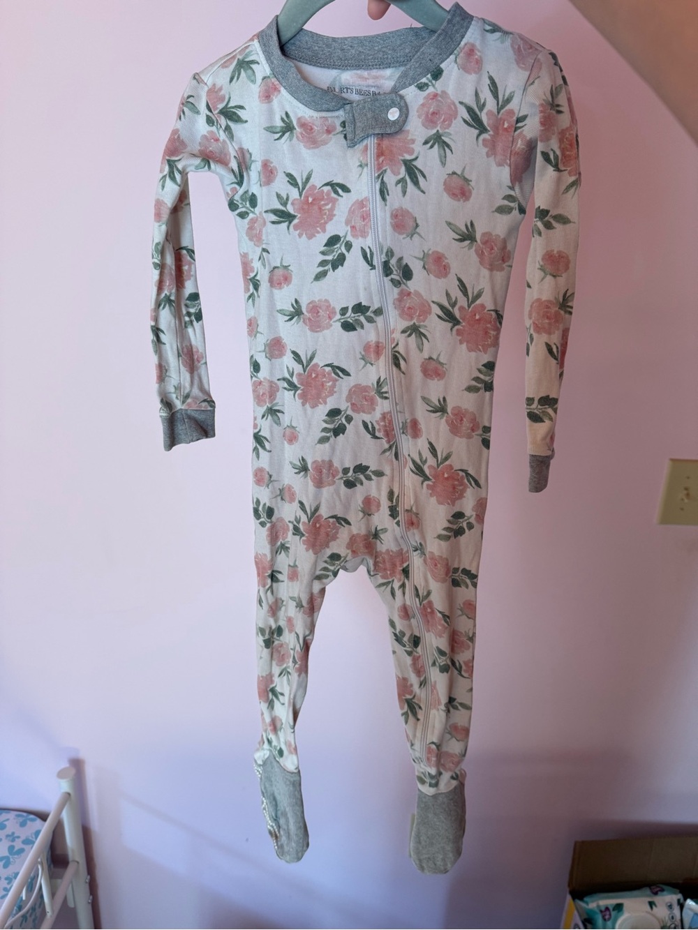 Burt's Bees Baby Pink Floral Footed One-Piece